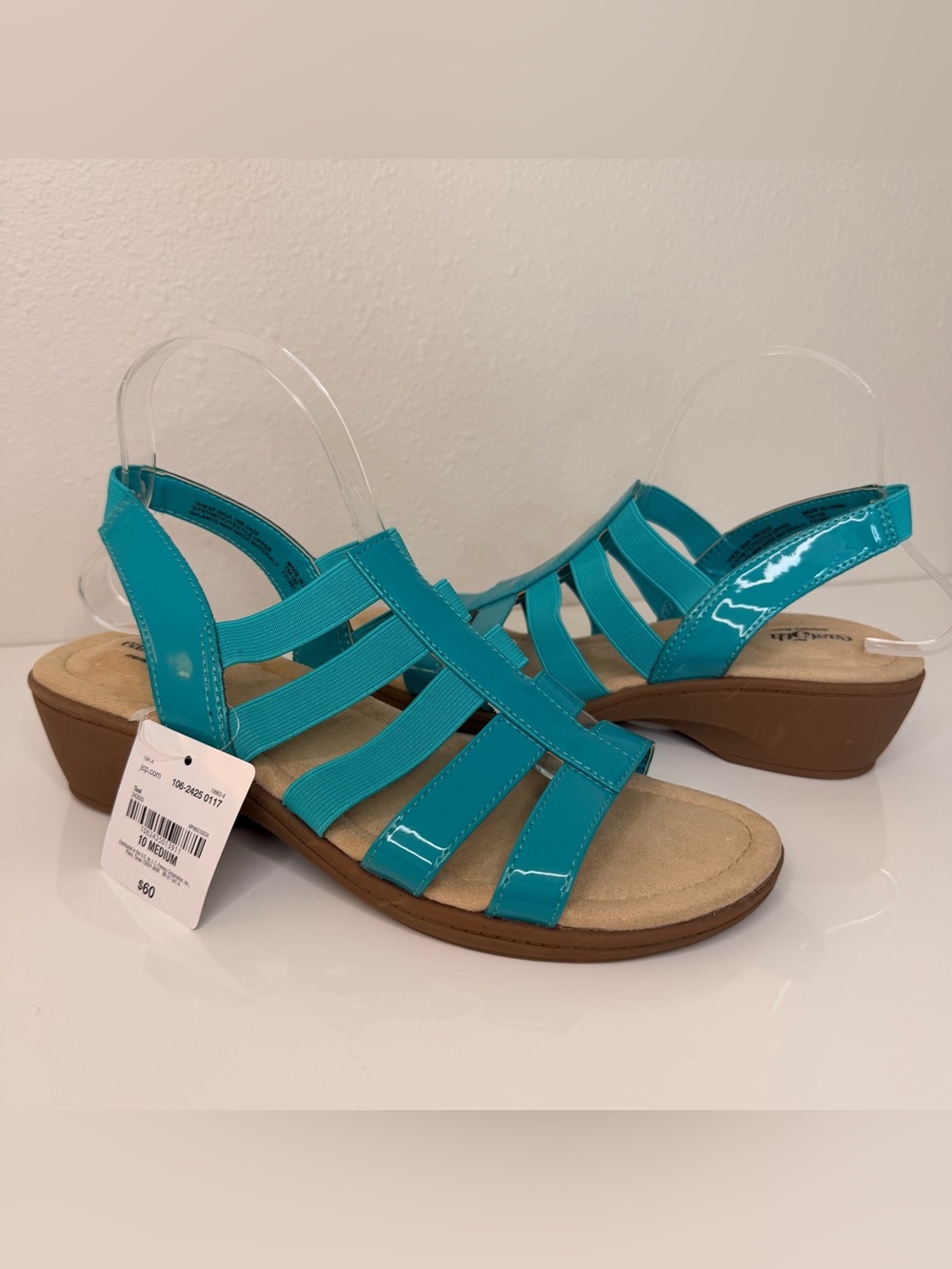 East 5th Teal Patent Strappy Slingback Sandals for Women - Picture 8 of 10